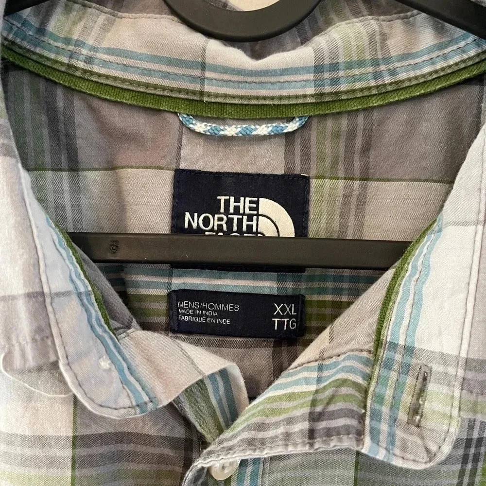 🌼 clearance The North Face XXL Gray Green‎ Plaid Short Sleeve Button Up Shirt